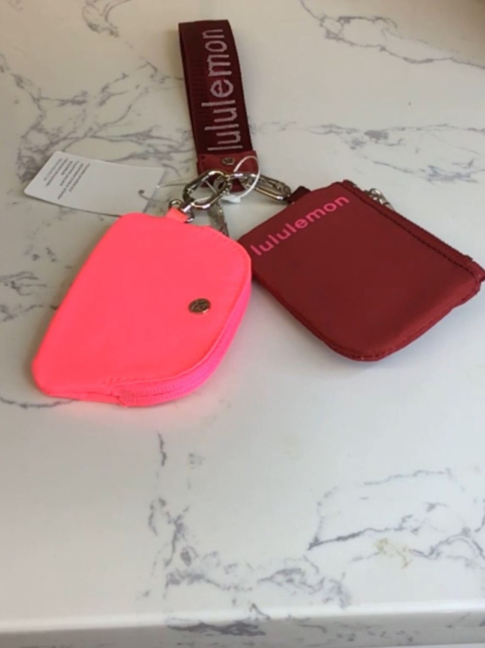 lululemon athletica Double Pouch Key & Card Holder - Neon Pink & Burgundy